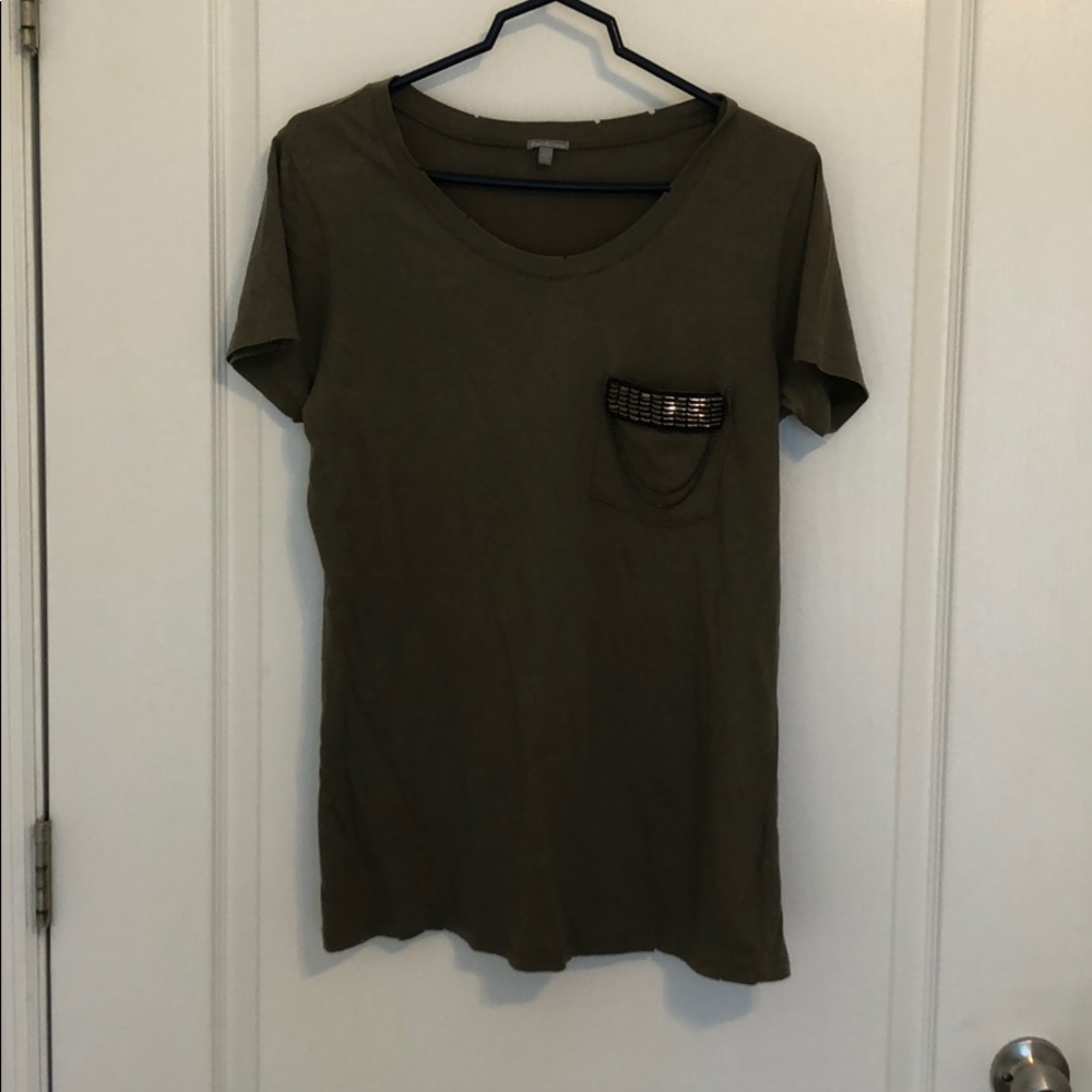 Casual tee with beading & chain detail